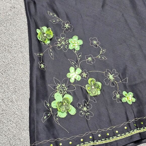 Fairycore Forestcore Artsy Forest Fairy Skirt Black Floral Ribbon Embellished 8 - Picture 3 of 12